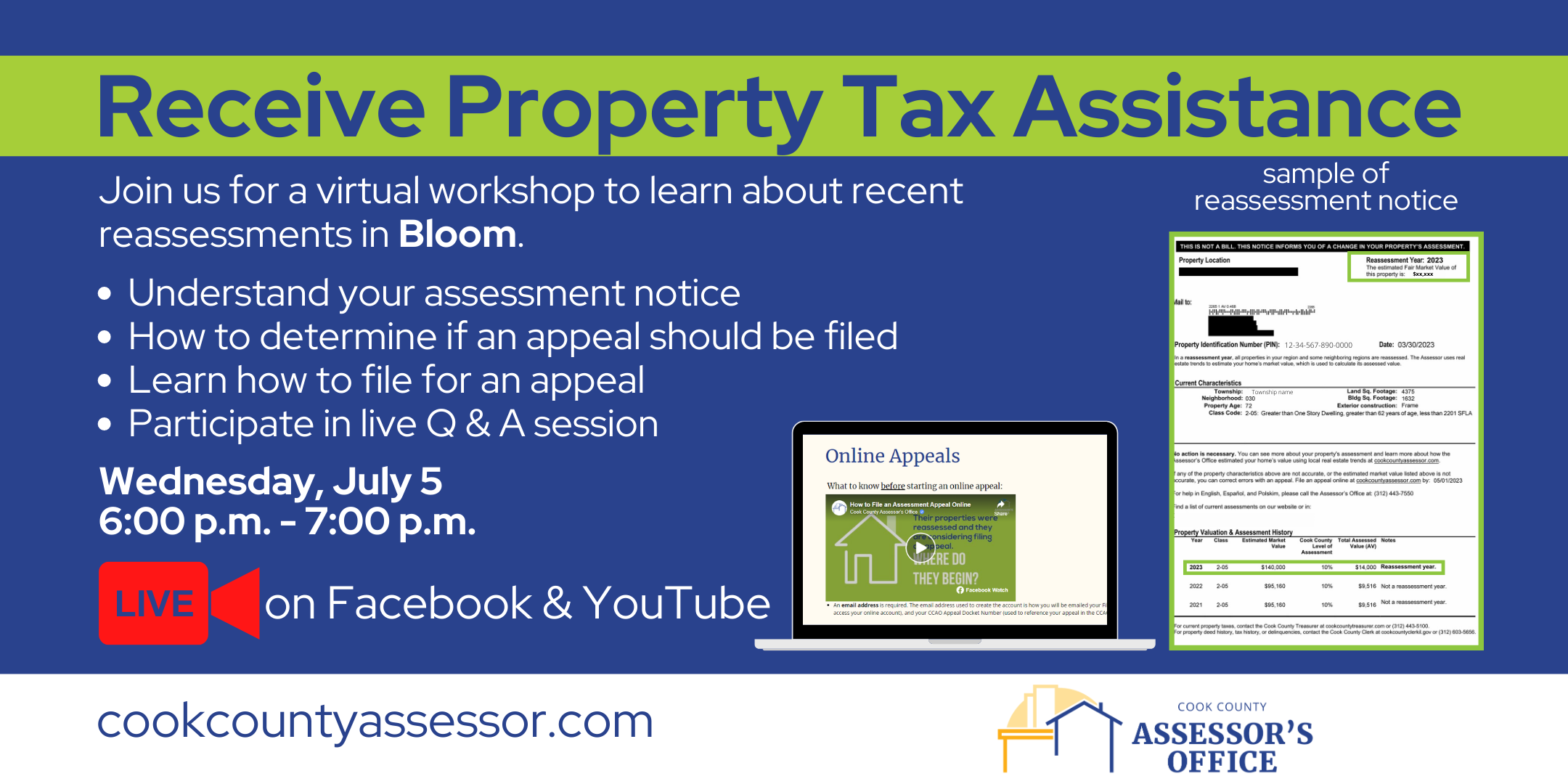 7.5.23 Flyer for Bloom Township virtual appeal workshop