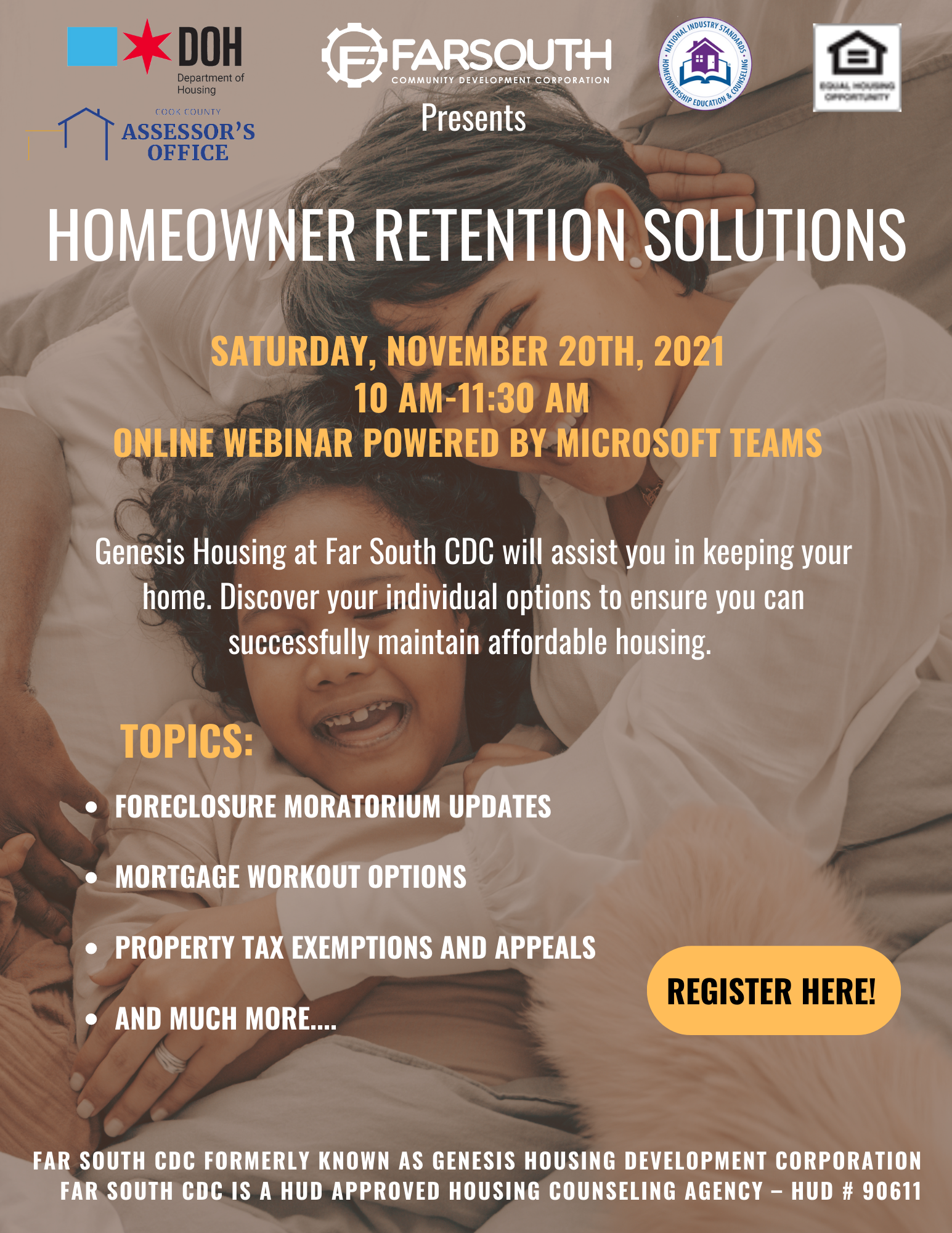 Flyer for workshop with Far South Community Development Corporation on 11.20.21