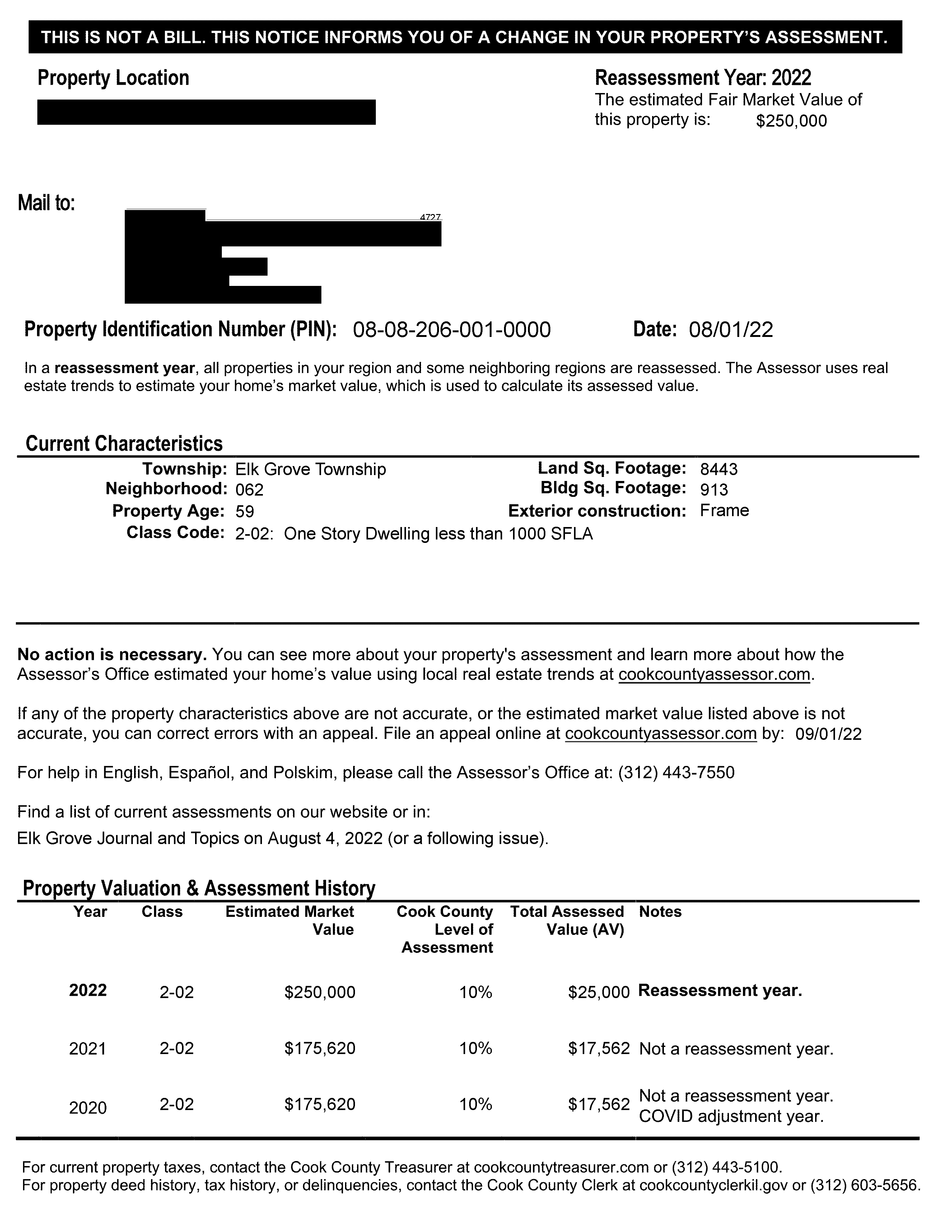 Reassessment Notice Example