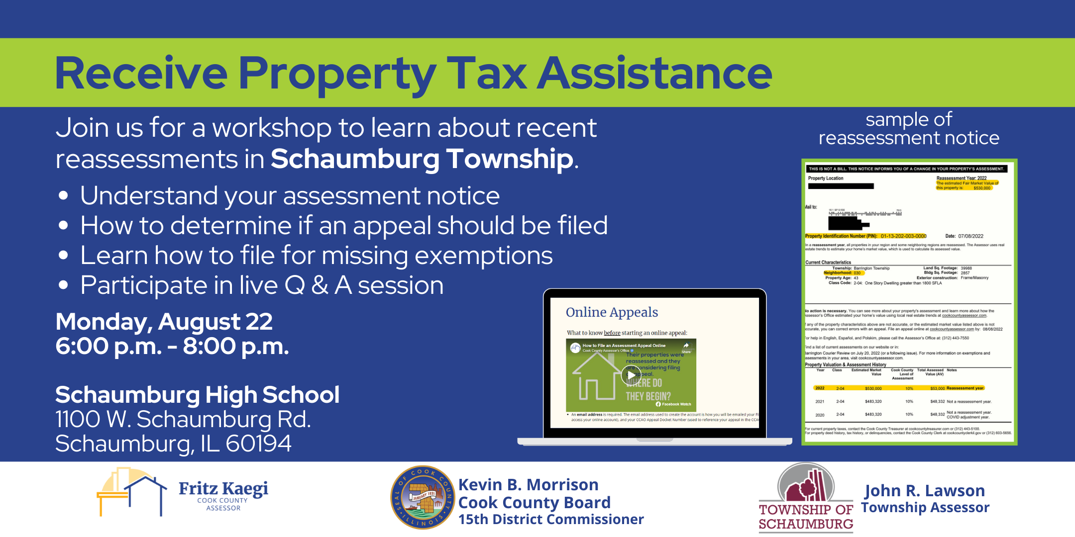 August 22 Schaumburg township appeals workshop