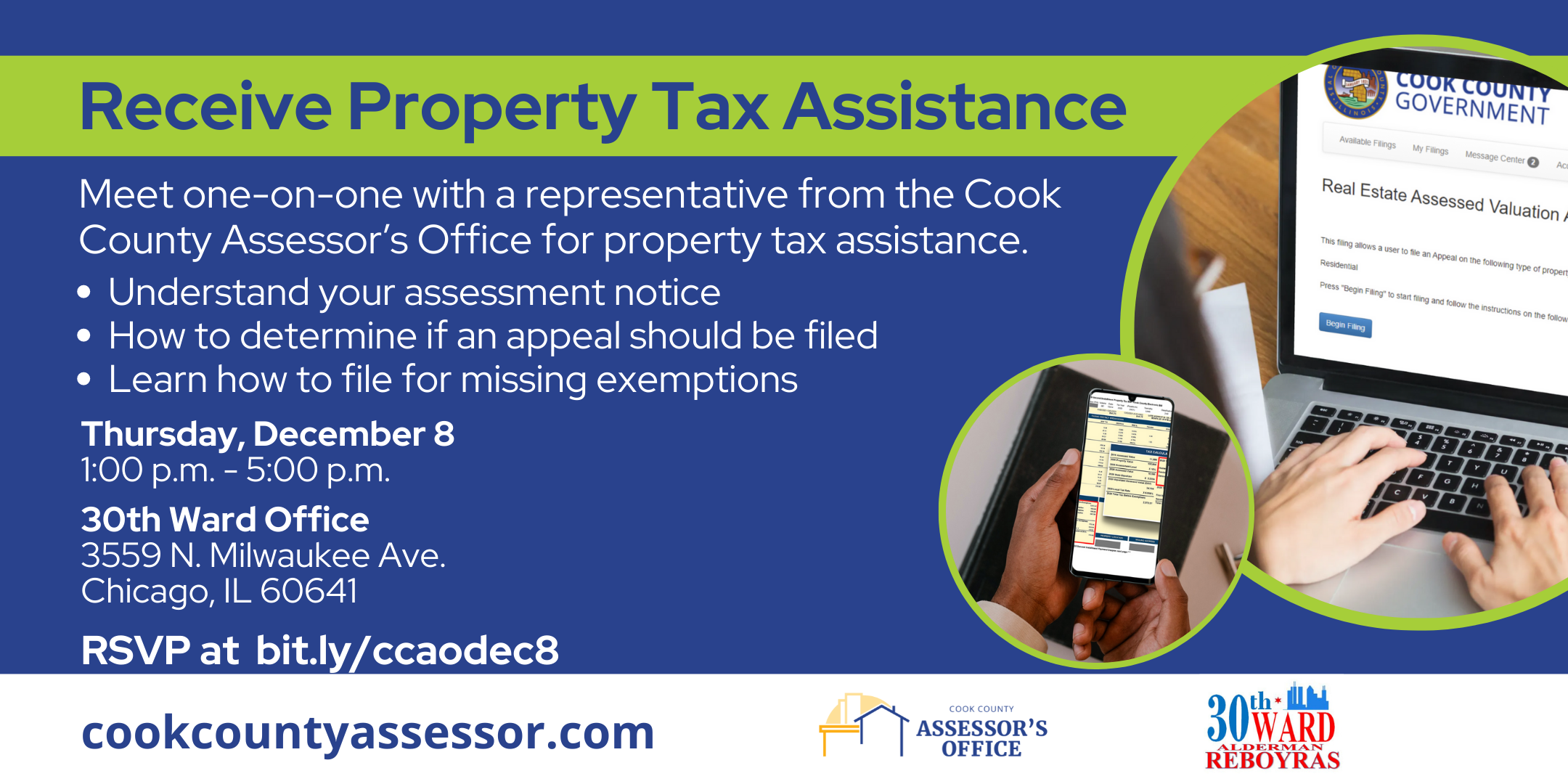 property tax assistance 30th ward one on one appointments december 8 2022