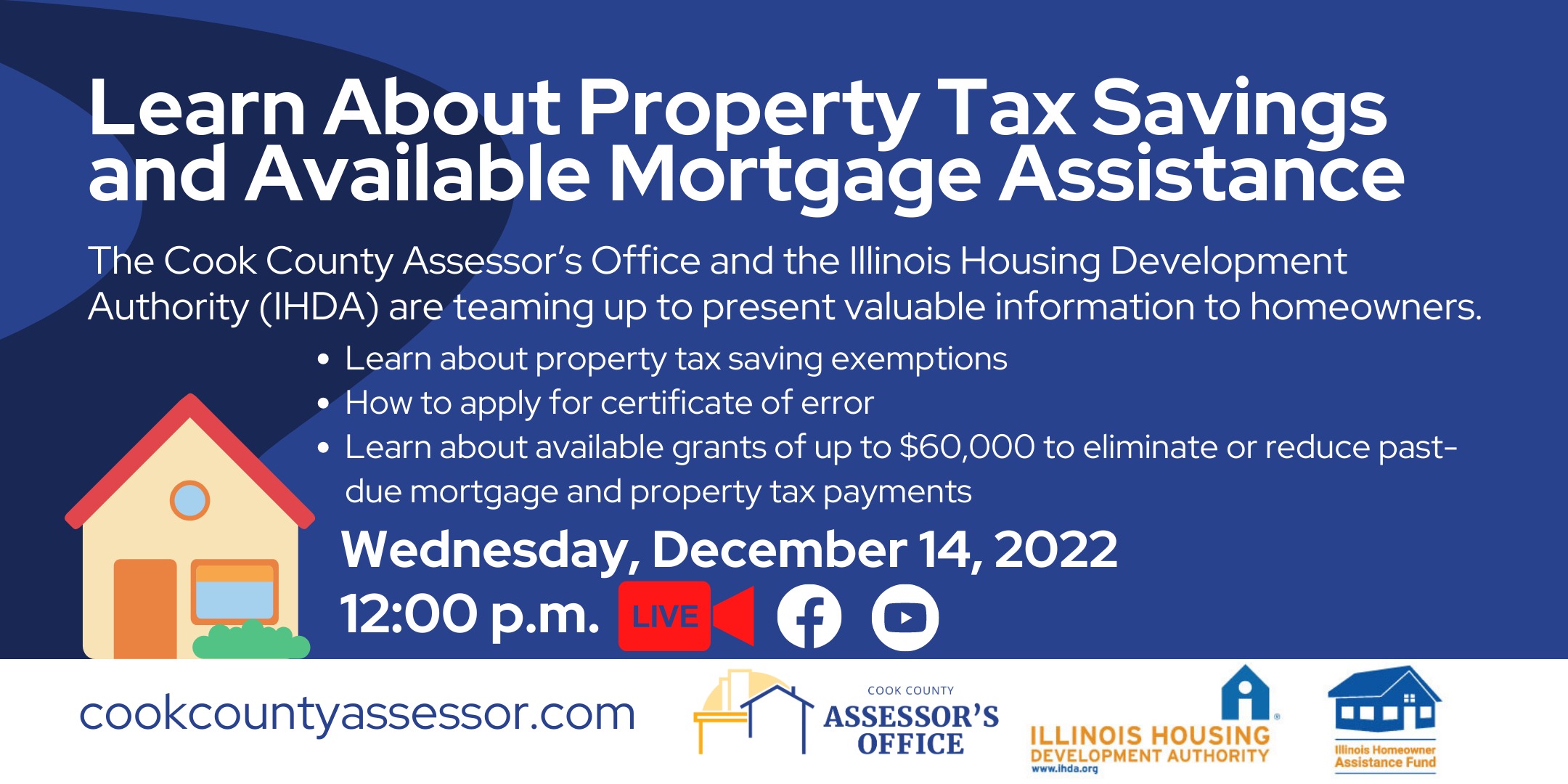 CCAO property tax savings and IHDA Mortgage Assistance Event December 14 2022