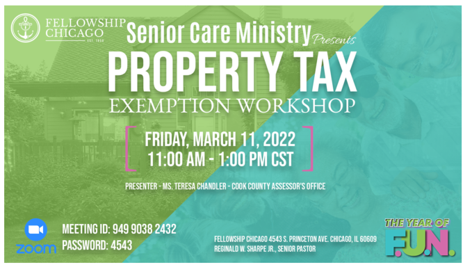 Property Tax Exemption Workshop March 11 from 11AM-1PM