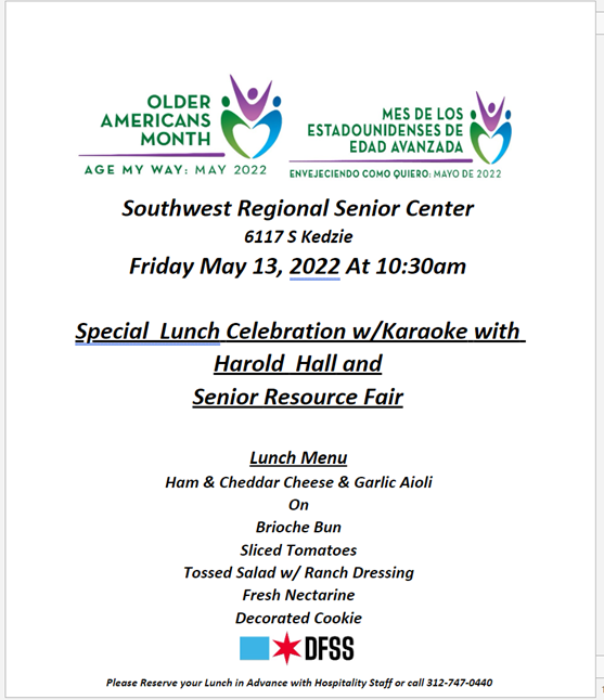 Senior Resource Fair Friday May 13th 